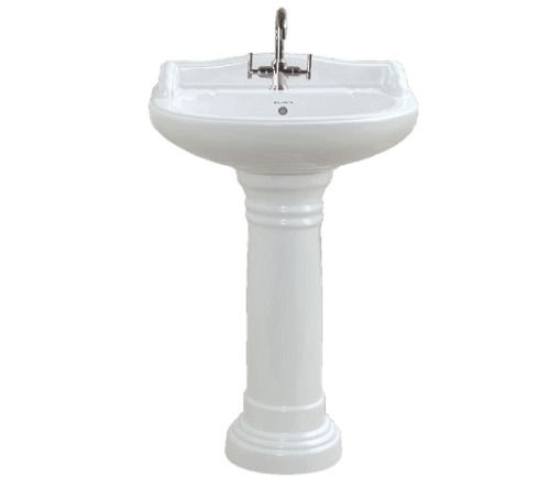 Floor Mounted Glossy Finish Ceramic Designer Pedestal Wash Basin for Hand and Face Washing