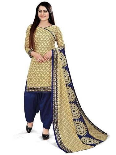 Skin Friendly 3/4th Sleeves Printed Cotton Salwar Suit With Dupatta