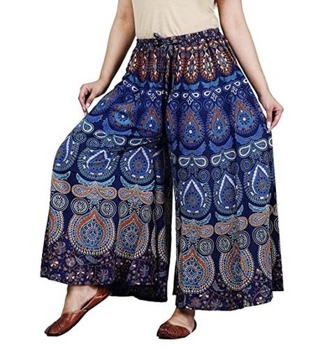 Multicolor Casual Wear Regular Fit Printed Cotton Ladies Palazzo For Summer Season