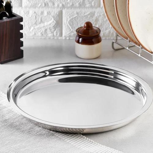 Stainless Steel Round Shape Plate For Food Serving Use