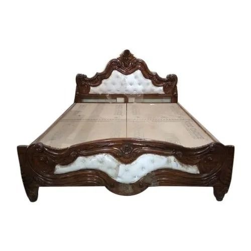 Handmade 75X48X20 Inches Modern Non Foldable Regular Size Wooden Double Bed