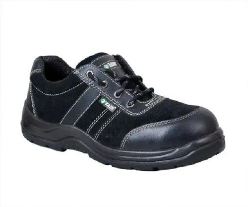 Black Comfortable Tear Resistant Lace Closure Rubber Leather Safety Shoes For Unisex