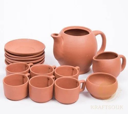 Fine Finishing Round Shape Antique Clay Terracotta Tea Set