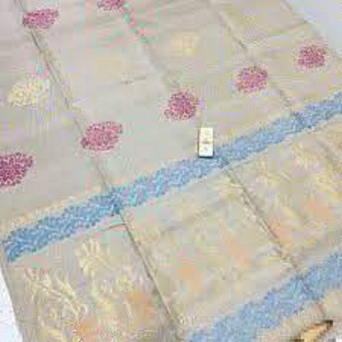 Ladies Printed Grey Formal Wear Cotton Saree