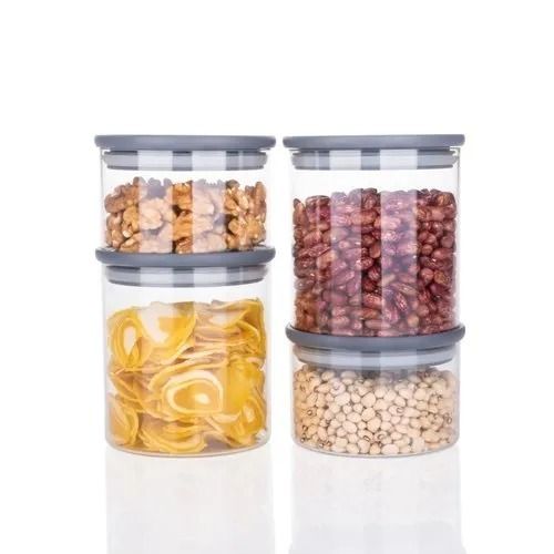 Modern Shiny Strong Transparent Cylindrical Abs Plastic Food Container