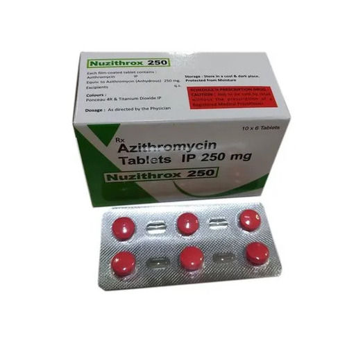 Nuzithrox-250 Azithromycin 250 MG Antibiotic Tablets, 10x6 Blister