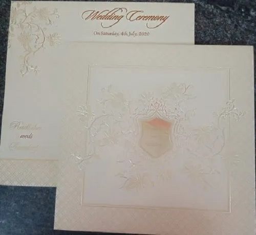 Square Shape Foldable Printed Glossy Interfaith Wedding Cards