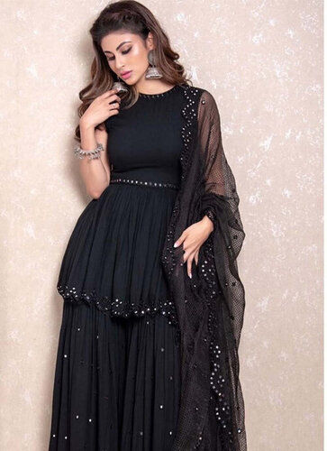 Bollywood Designer Black Georgette Top Dress Set For Ladies