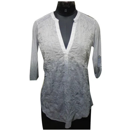 Modern Embroidered V Neck Casual Wear Cotton Fancy Girls Tops Age Group: 15 - 30 Years