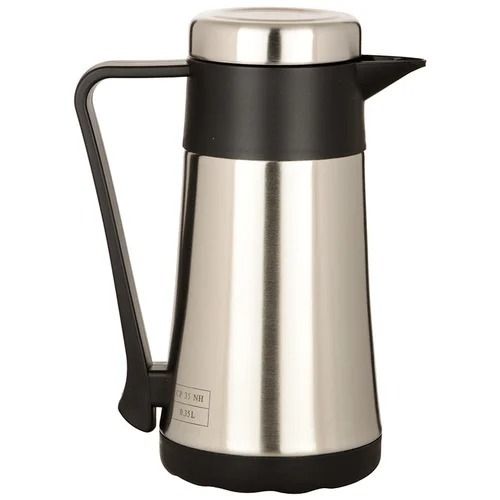 Silver 4.9 Mm Thick Round Polished Finished Stainless Steel Coffee Pot With Handle