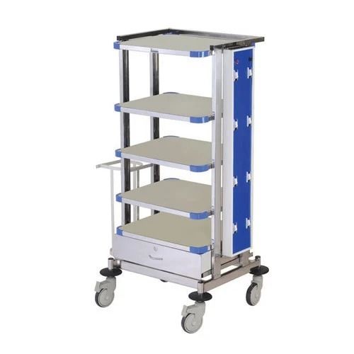 5 Feet Long Portable Powder Coated Stainless Steel Monitor Trolley For Hospital Use