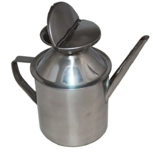 Silver 5 Liter Stainless Steel Oil Can For Home And Restaurant Use