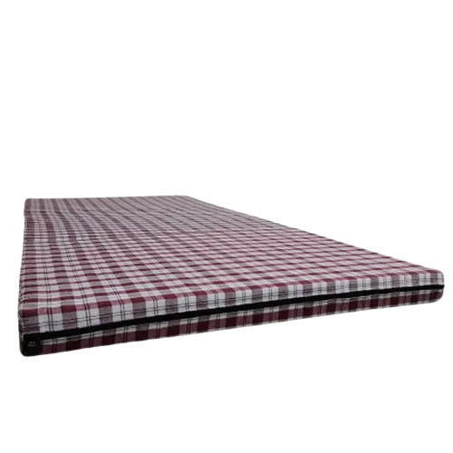 Multicolor 6X4 Inch Rectangular Checked Cover Single Bed Foam Folding Mattress