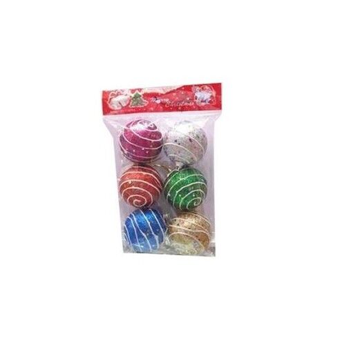 Multi Easy To Install Non Toxic Affordable Round Embossing Plastic Hanging Christmas Balls