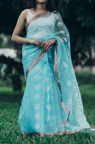 Buy Magneitta Striped Kanjivaram Tissue, Cotton Silk Blue Sarees Online @  Best Price In India | Flipkart.com
