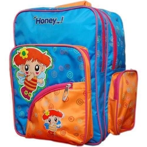 Multicolor Rectangular Lightweight Zipper Top Printed Chemical Resistant Moisture Proof Nylon School Bags