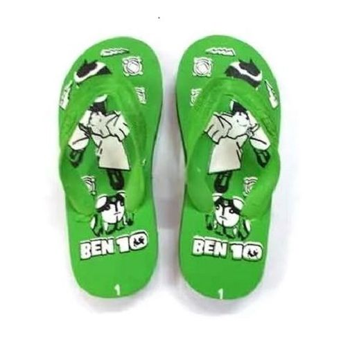 Green Unisex Eva And Rubber Made Cartoon Printed Kids Slippers