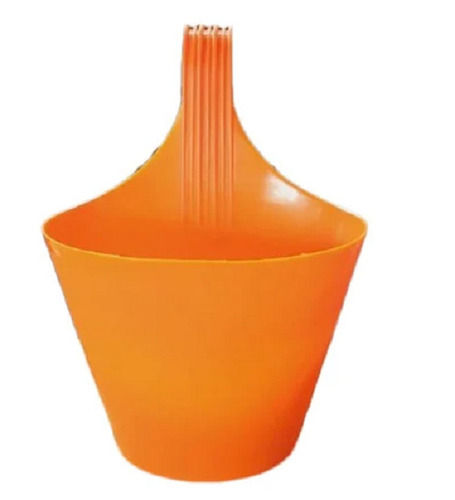 Orange 10 Inch Plain Round Plastic Polished Hanging Pot, 