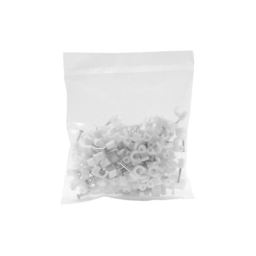 White 16 Mm C Shaped Plastic And Steel Cable Clip, Pack 100 Piece 