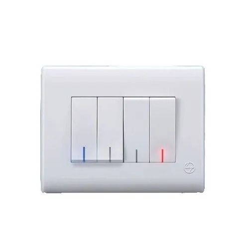 White 5X4 Inch 240 Volt 10 Ampere And Ip65 Plastic 4 Way Switch 