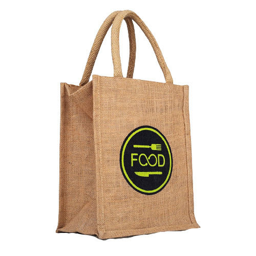 Eco-Friendly Jute Bag with Zip & Flap Closure, Lunch Bag, Grocery Bag