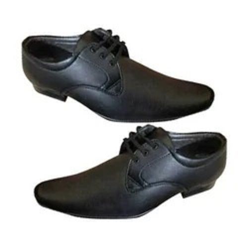 Black Multi Color Semi Round Leather Formal Wear Shoe For Men 