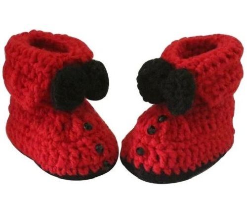 Skin Friendly And Comfortable Woolen Crochet Booties For Baby 