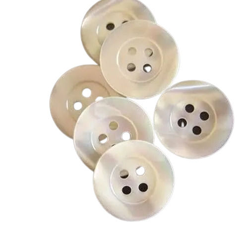 White Strong Bond Lightweight Flatback Round 4 Holes Plastic Button For Shirts