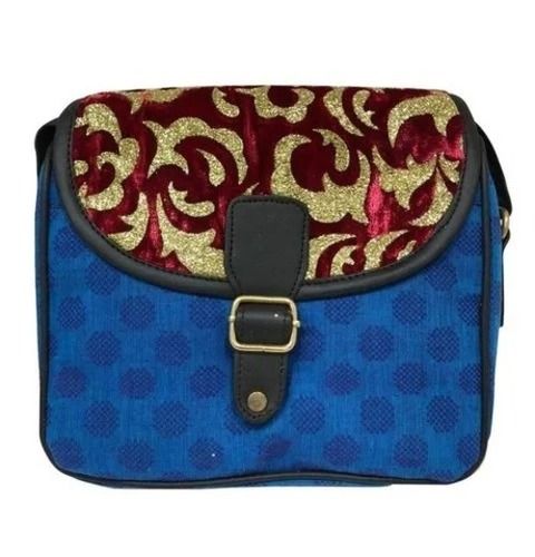 Multicolor 20X12X6 Cm Shoulder Length Handle Printed Polyester Flap Bag 