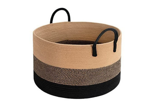 20x18 Inches Round Flex Loop Handle Plain Jute Storage Bag