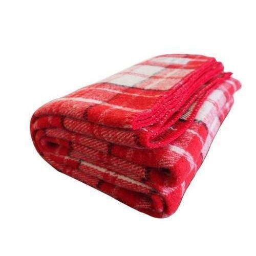 80x90 Inches Overlock Edge Checked Fleece Woolen Blanket