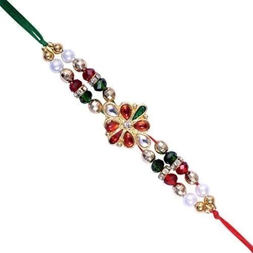 Multi 9 Inches Long Light Weight Zari Work Rakhi