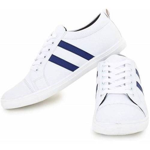 White And Blue Lace Closer Pointed Toe Synthetic Casual Shoe For Men