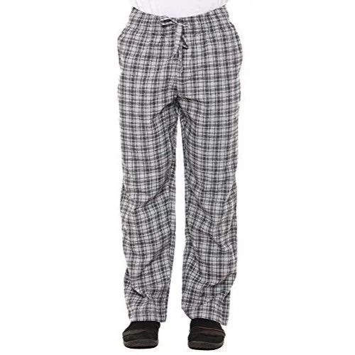 Anti Wrinkle Laces Closure Casual Wear Checked Cotton Pajamas For Mens