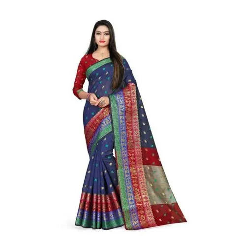 Multi Color Lightweight Bollywood Style Resam Embroidery Fancy Handloom Silk Cotton Saree