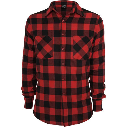 Black And Red Men'S Full Sleeves Classic Collar Checked Cotton Stylish Shirts