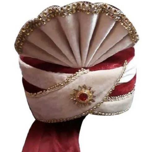 Multicolor Multi Color Embroidered Velvet Wedding Turban For Men