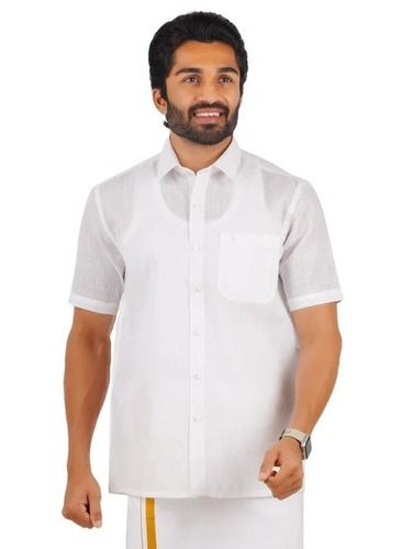 Short Sleeves And Button Closure Casual Wear Plain Cotton Shirt  Age Group: 18 Year Above