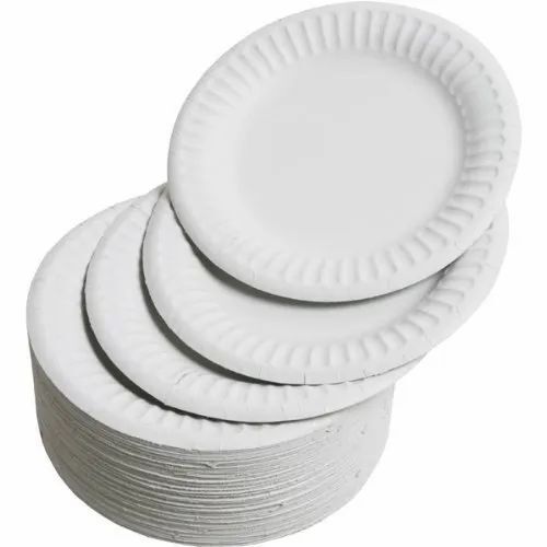 White Plain Round Paper Plate For Events Party And Snacks