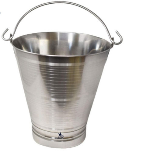 Silver 12 Mm Thick 12 Liter Polished Finish Stainless Steel Bucket 