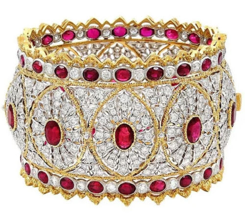 3 Inch Round Polished Brass Diamond Stone Designer Bangles For Ladies