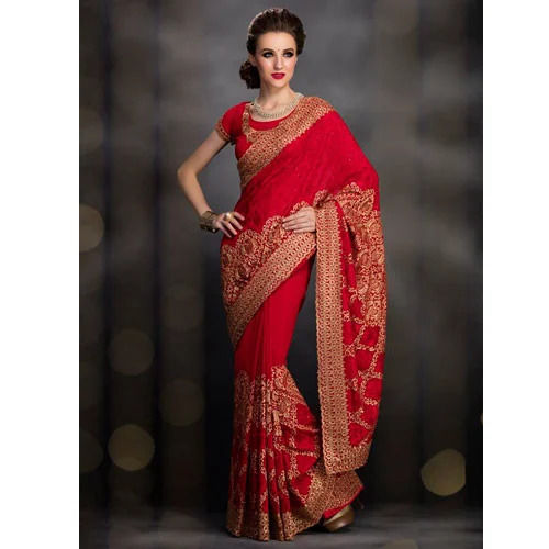 Casual And Party Wear Ladies Zari Work Cotton Saree 6.3 M (With Blouse Piece)