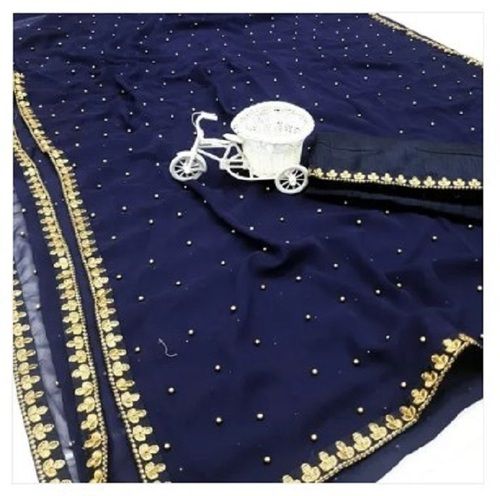 Blue Lightweight Stone Studded Georgette Designer Saree