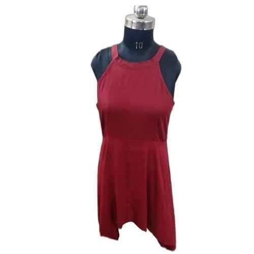 Maroon One Piece Ladies Dress 