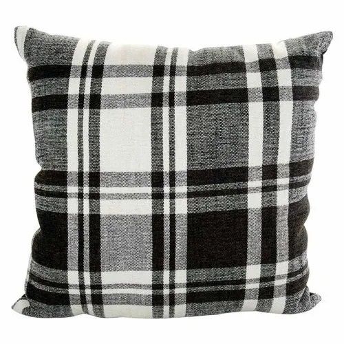 Black And White Plain Dyed Square Shape Lightweight Comfortable Polyester Designer Cushion Cover 