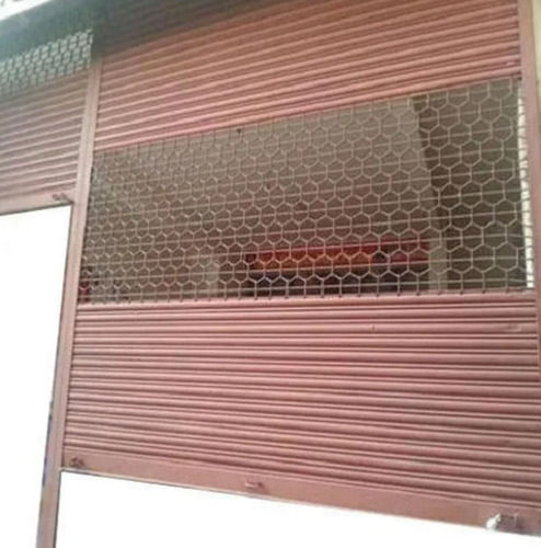 Red Premium Quality And Durable Mild Steel Motorized Perforated Rolling Shutters