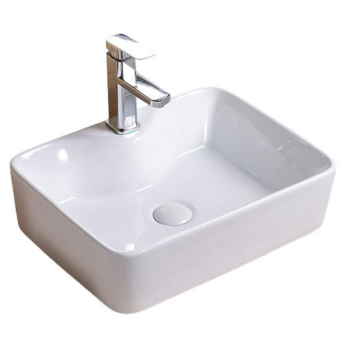 White 11.2 Kilograms 15X8X5 Inches Water Resistant Polished Ceramic Wash Basin