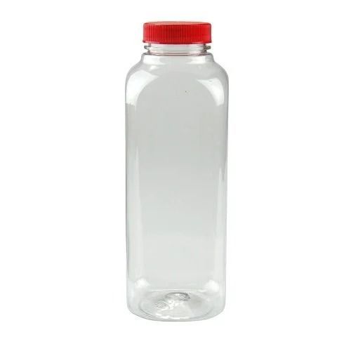 Transparent And Red 250 Ml Round Screw Cap Plastic Bottle For Beverage