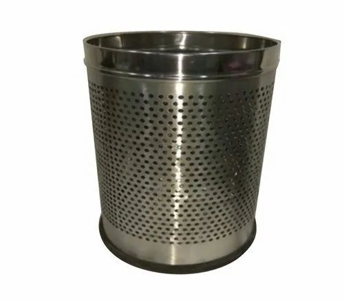 6 Liter Capacity Silver Matt Finished Open Top Stainless Steel Dustbin