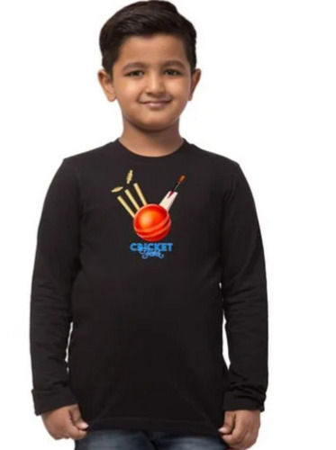 Daily Wear Full Sleeves Round Neck Printed Cotton T Shirt For Boys